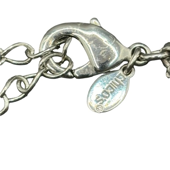 Chico’s Metallic Faux Leather Multi Braids Rhinestone Two Tone Beads Necklace - Picture 5 of 11